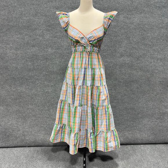 Kate Spade Dresses & Skirts - Kate Spade New York Dress Womens XS Blue Multicolor Plaid Flutter Maxi Sundress